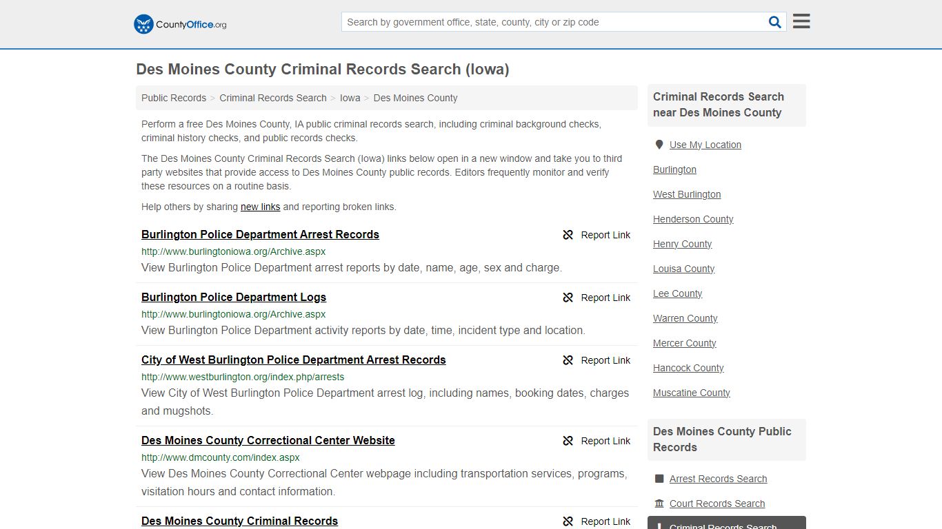 Des Moines County Criminal Records Search (Iowa) - County Office