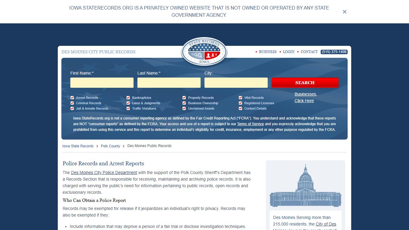 Des Moines Arrest and Public Records | Iowa.StateRecords.org