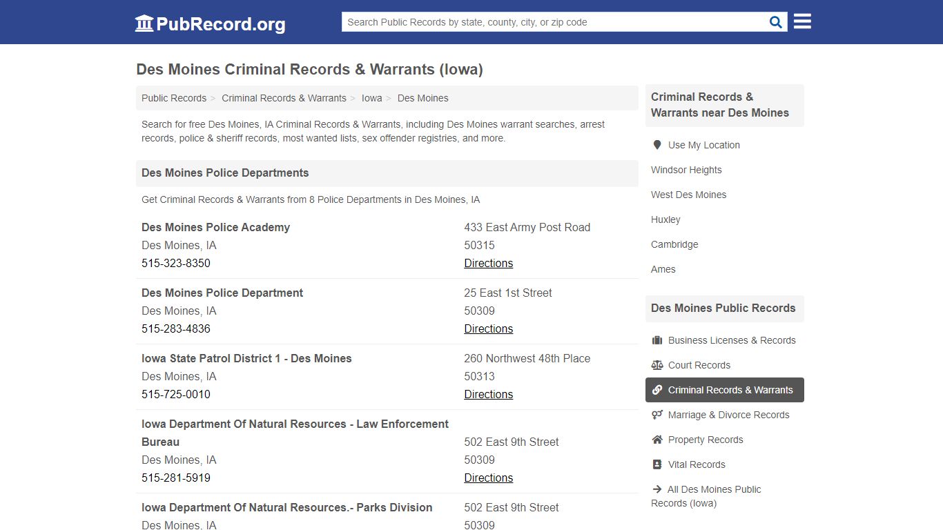Des Moines Criminal Records & Warrants (Iowa)